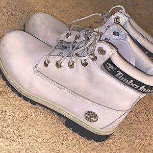 Grey and Black Timberlands